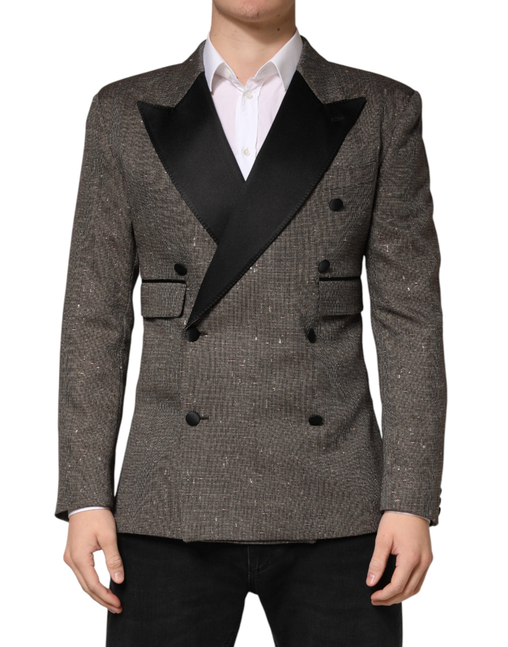 Dolce & Gabbana Grey Double-Breasted Blazer with 2 Buttons-2