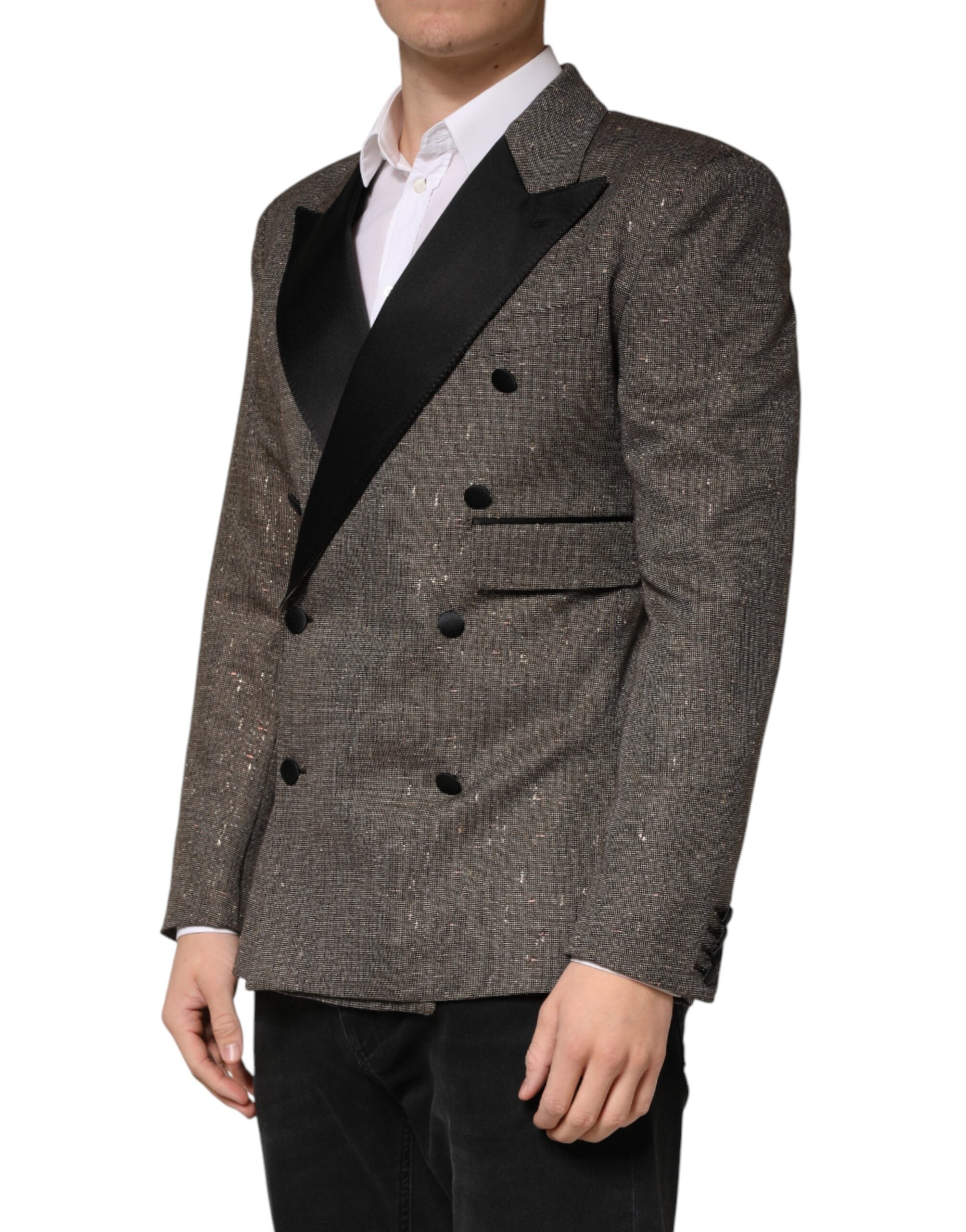 Dolce & Gabbana Grey Double-Breasted Blazer with 2 Buttons-3