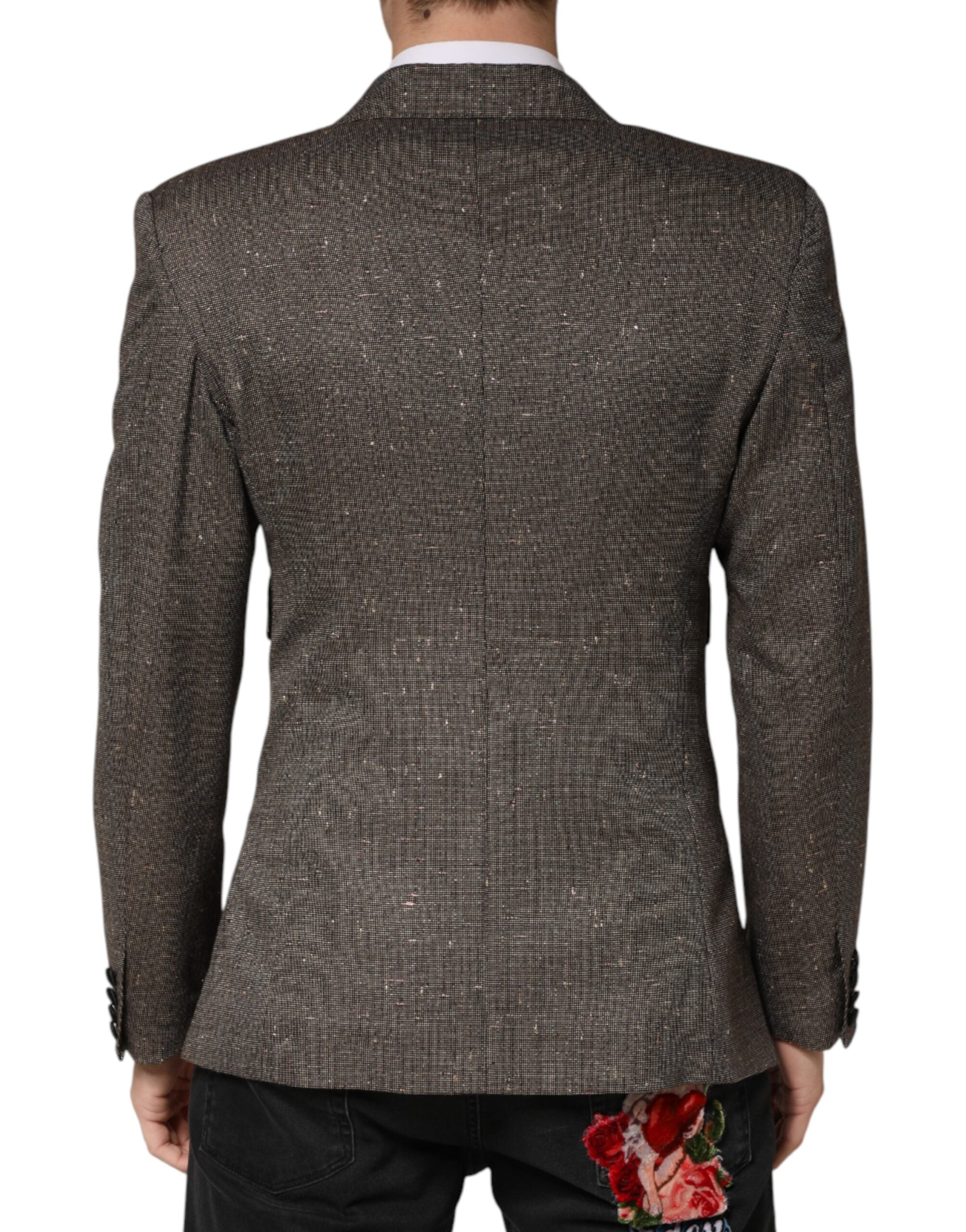 Dolce & Gabbana Grey Double-Breasted Blazer with 2 Buttons-4
