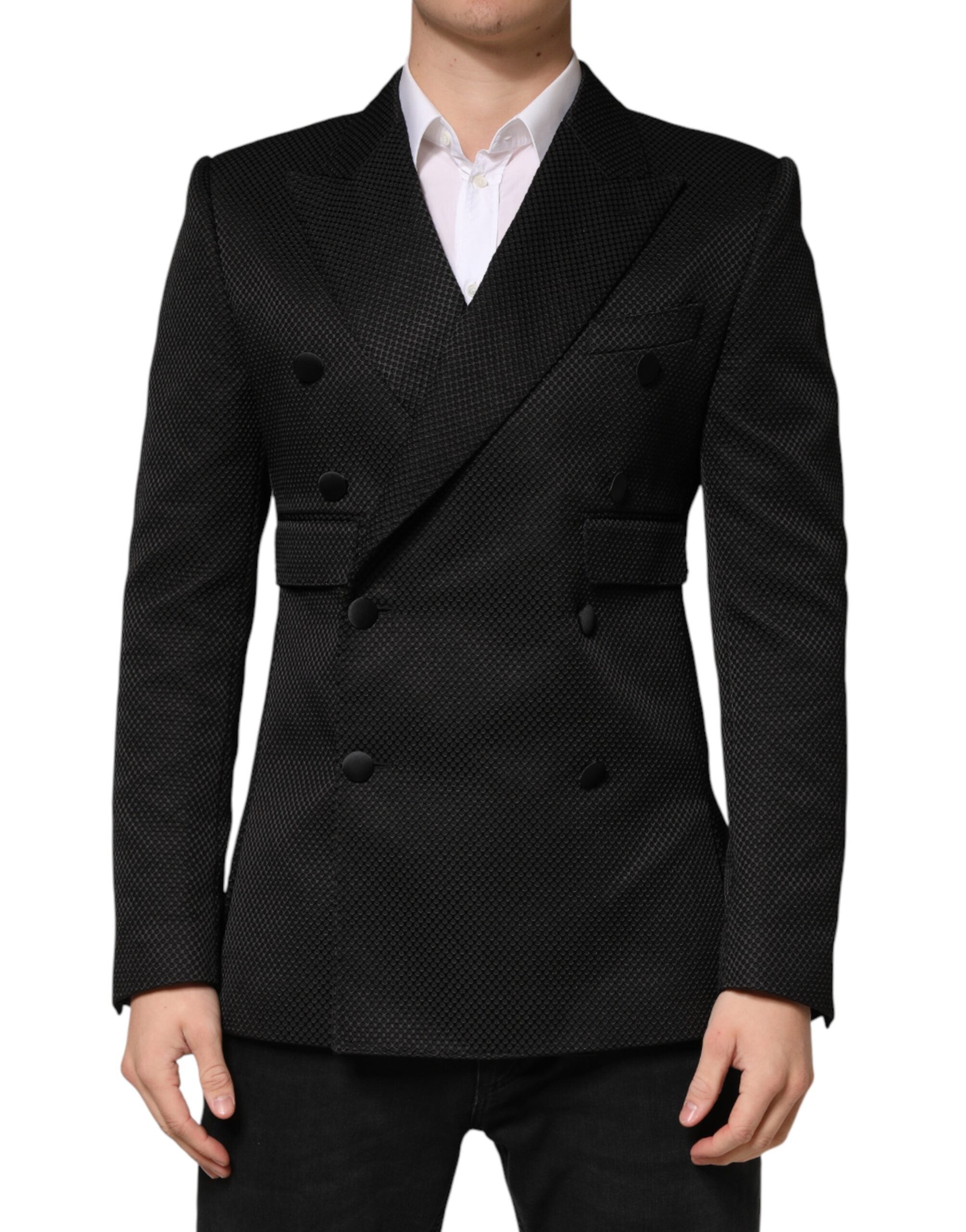Dolce & Gabbana Black Cotton Double-Breasted 2-Button Blazer-1