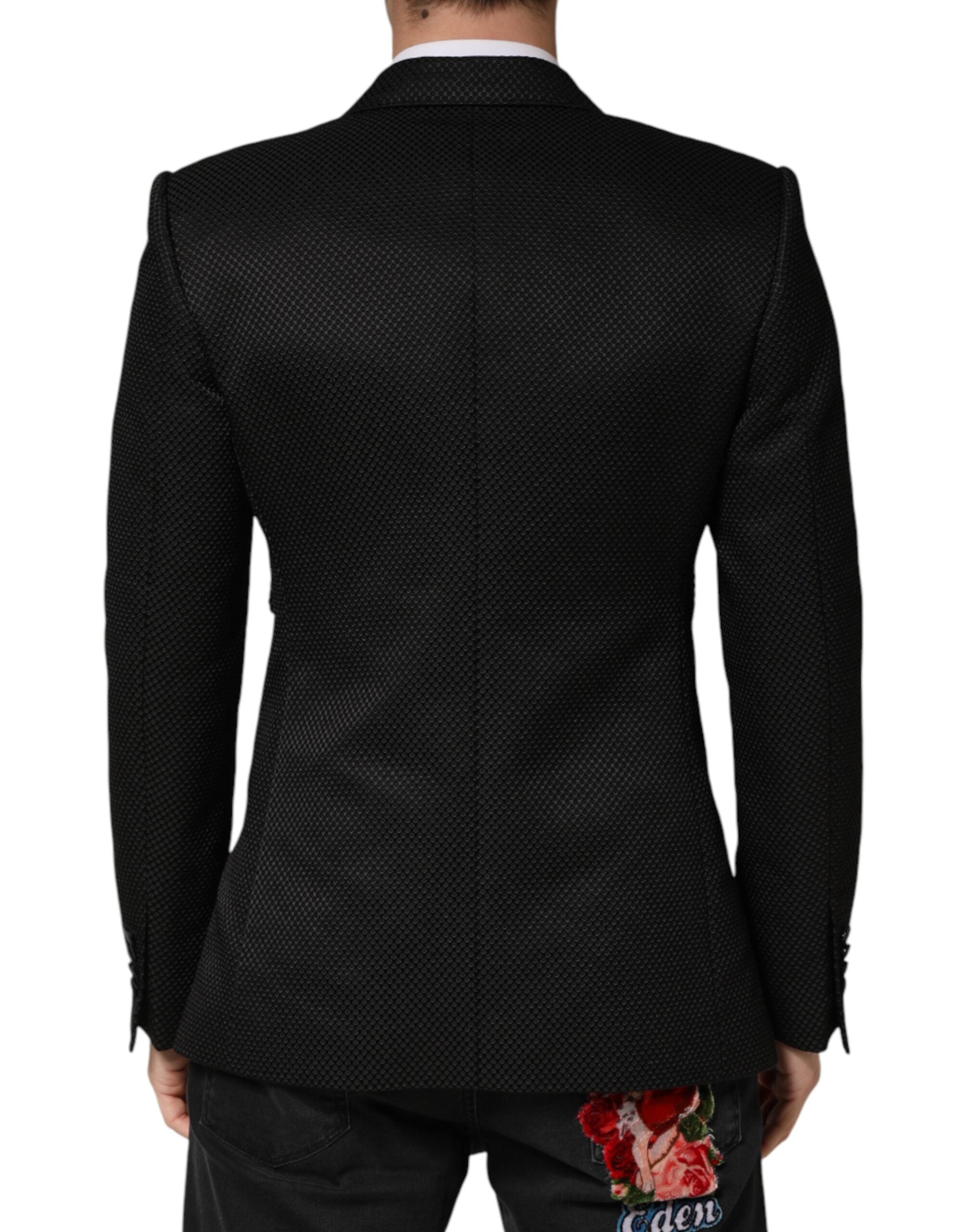 Dolce & Gabbana Black Cotton Double-Breasted 2-Button Blazer-4