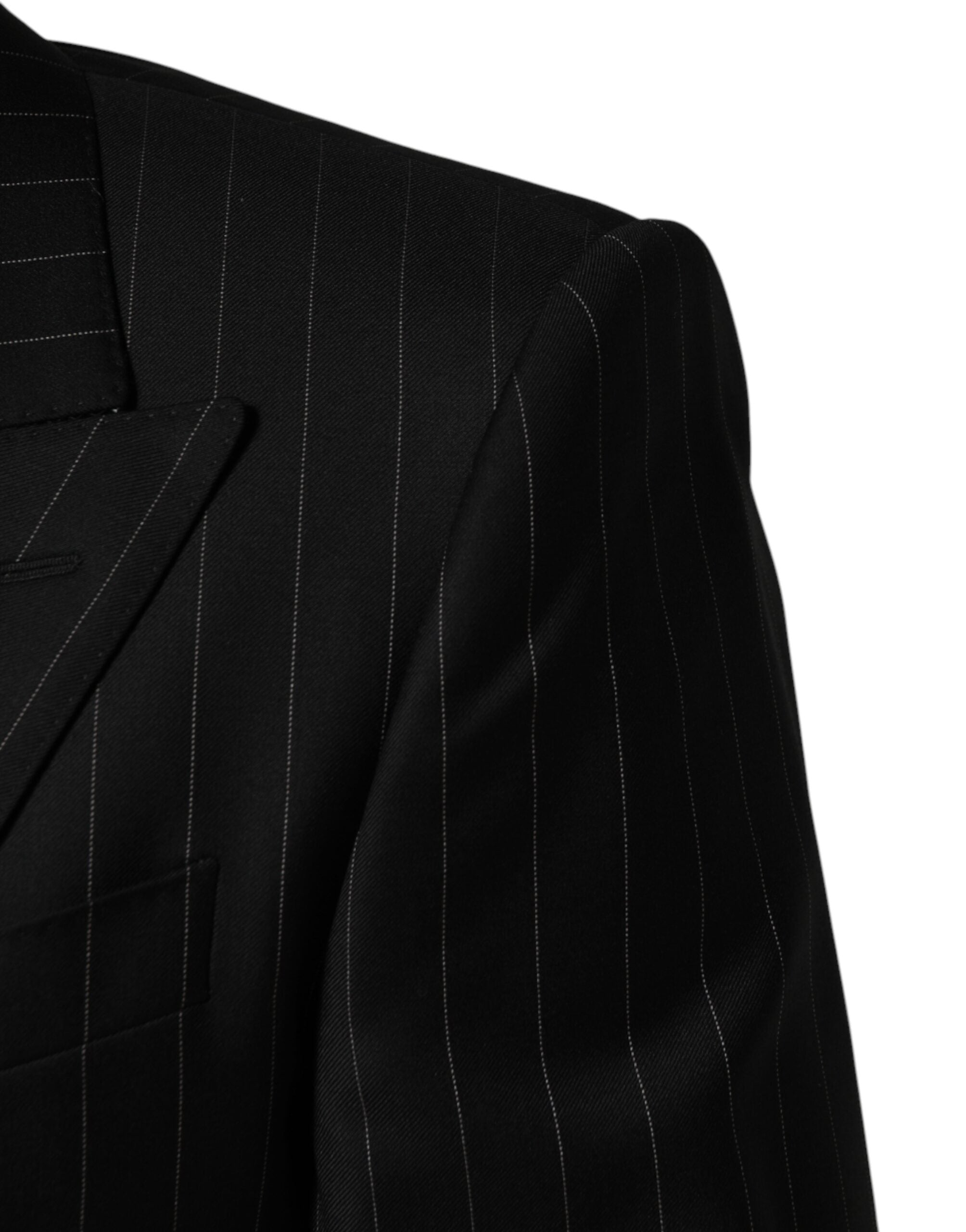 Dolce & Gabbana Black Striped Double-Breasted Two-Button Blazer-5