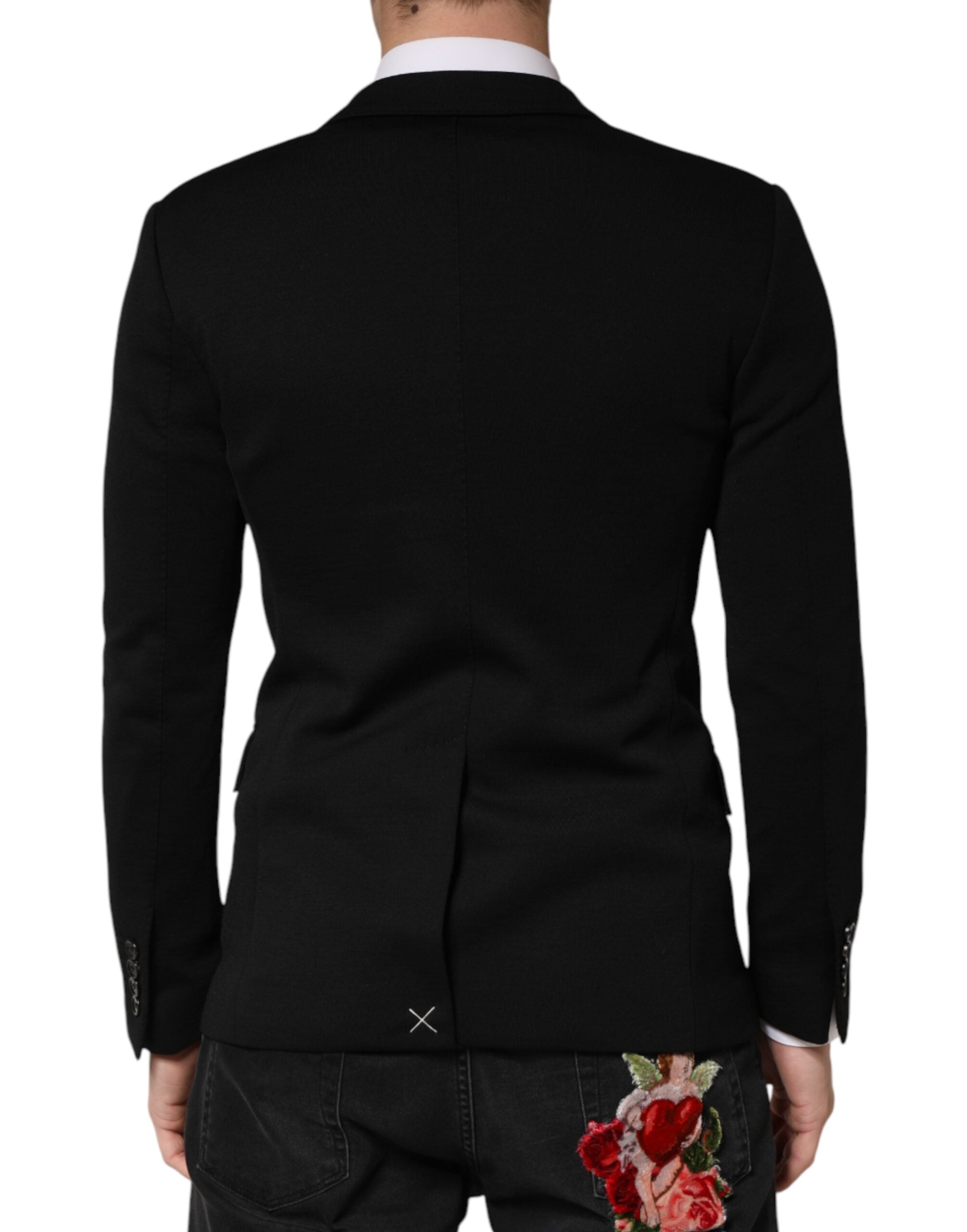 Dolce & Gabbana Schwarzer Woll-Sakko mit 2 Knöpfen-4