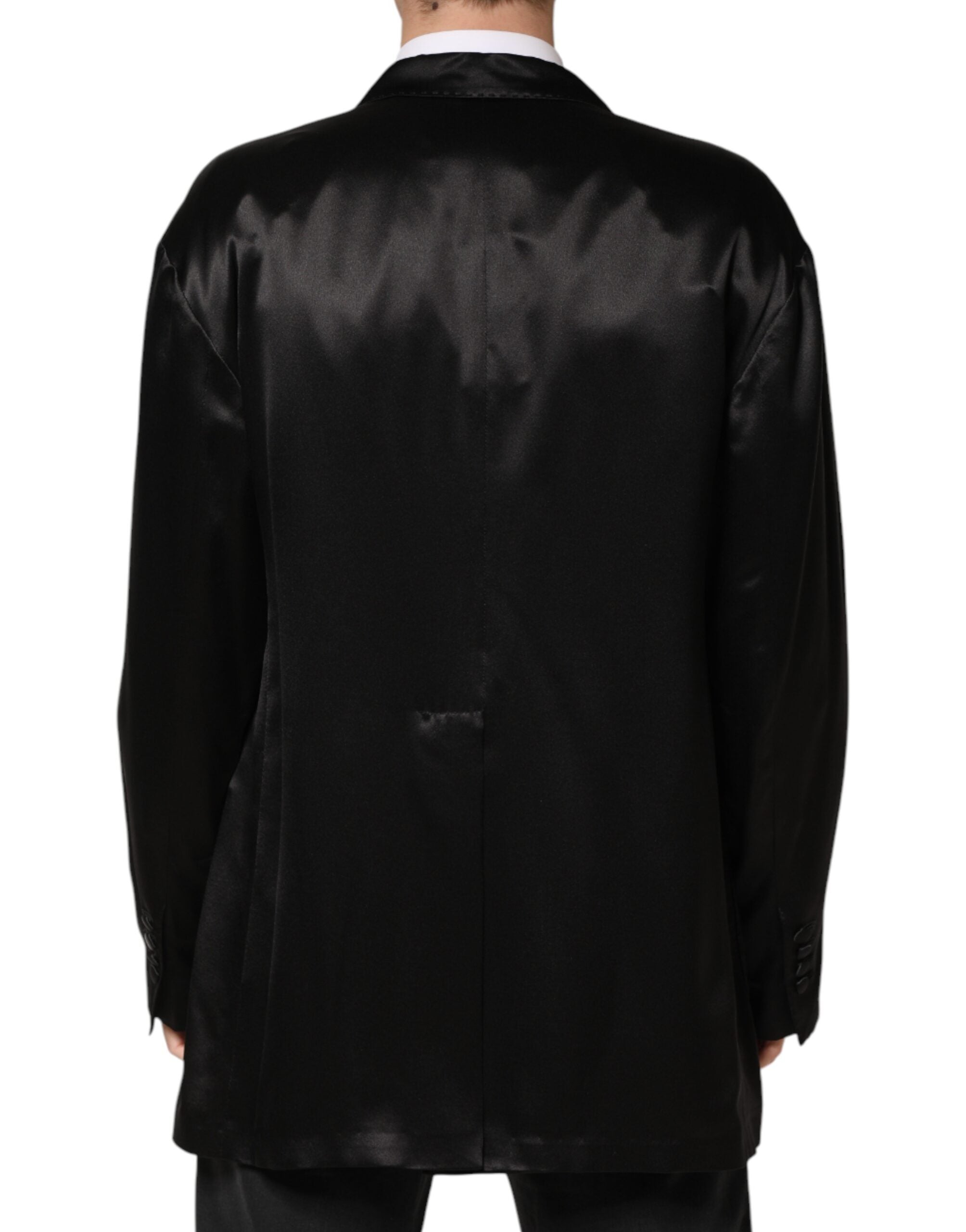 Dolce & Gabbana Black Silk Double-Breasted 2-Button Blazer-4