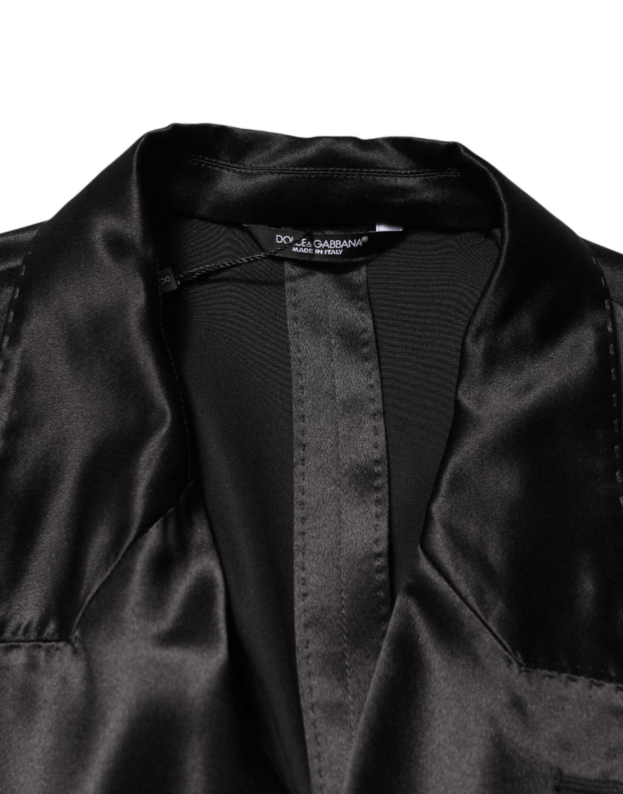 Dolce & Gabbana Black Silk Double-Breasted 2-Button Blazer-6