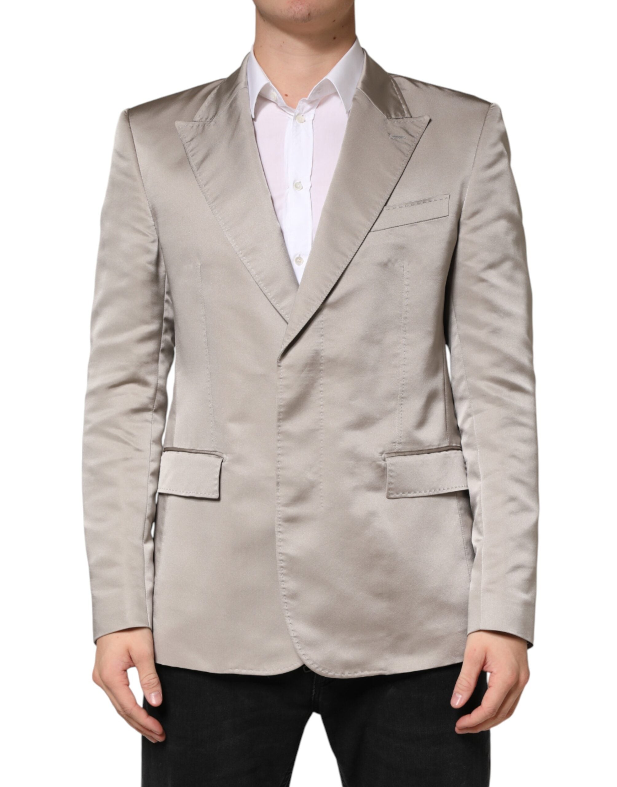 Dolce & Gabbana Men's Beige Silk Blazer-1