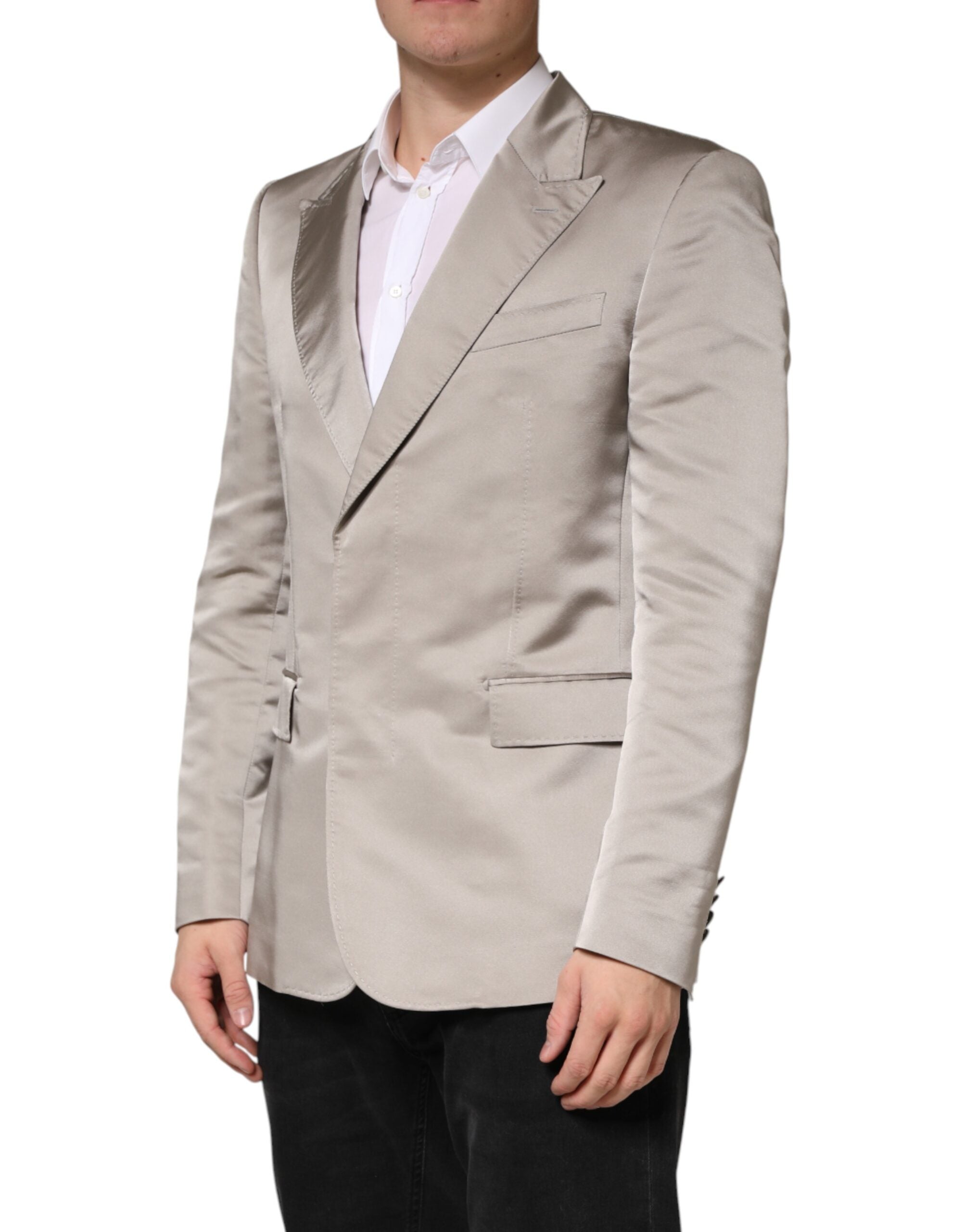 Dolce & Gabbana Men's Beige Silk Blazer-3