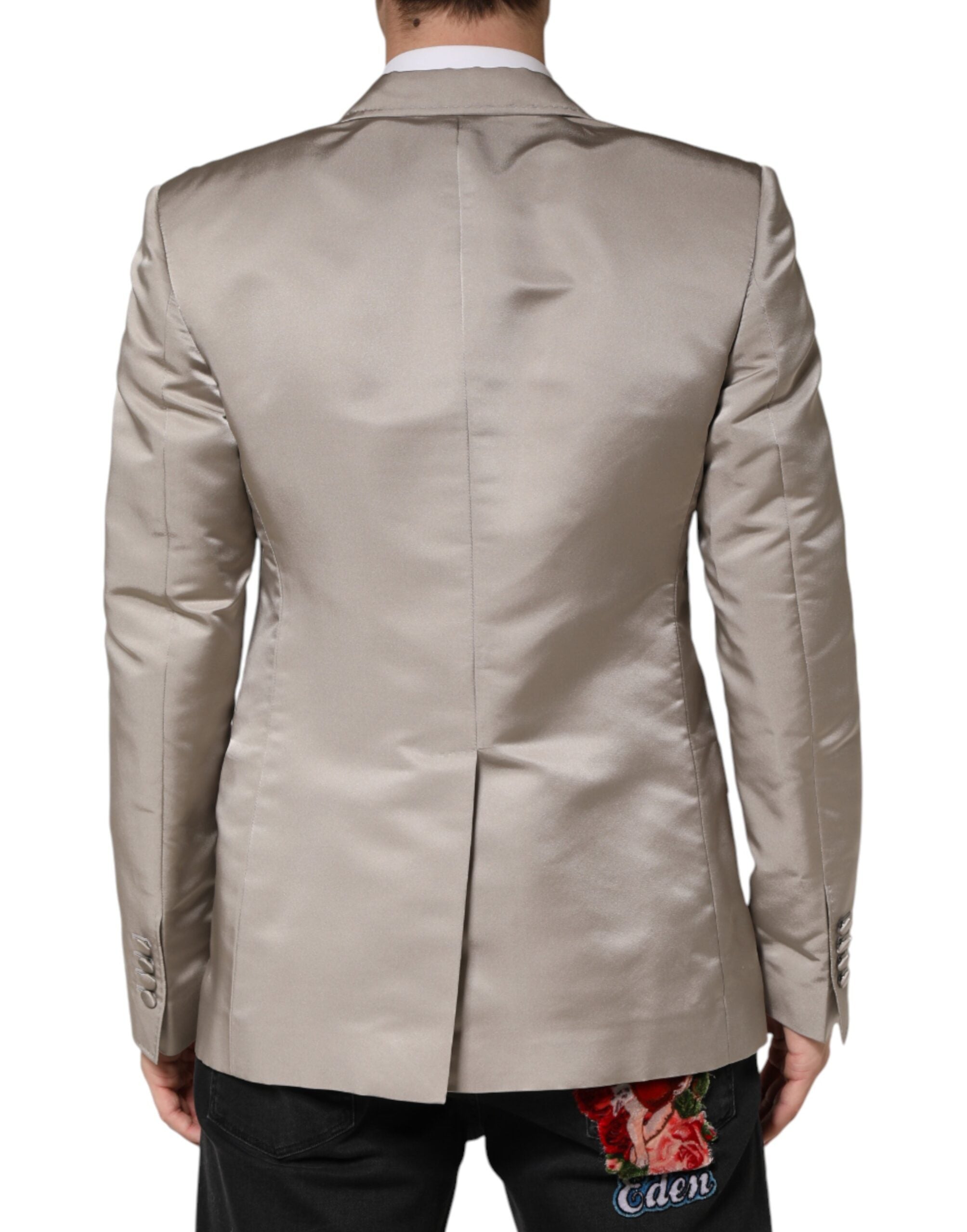 Dolce & Gabbana Men's Beige Silk Blazer-4