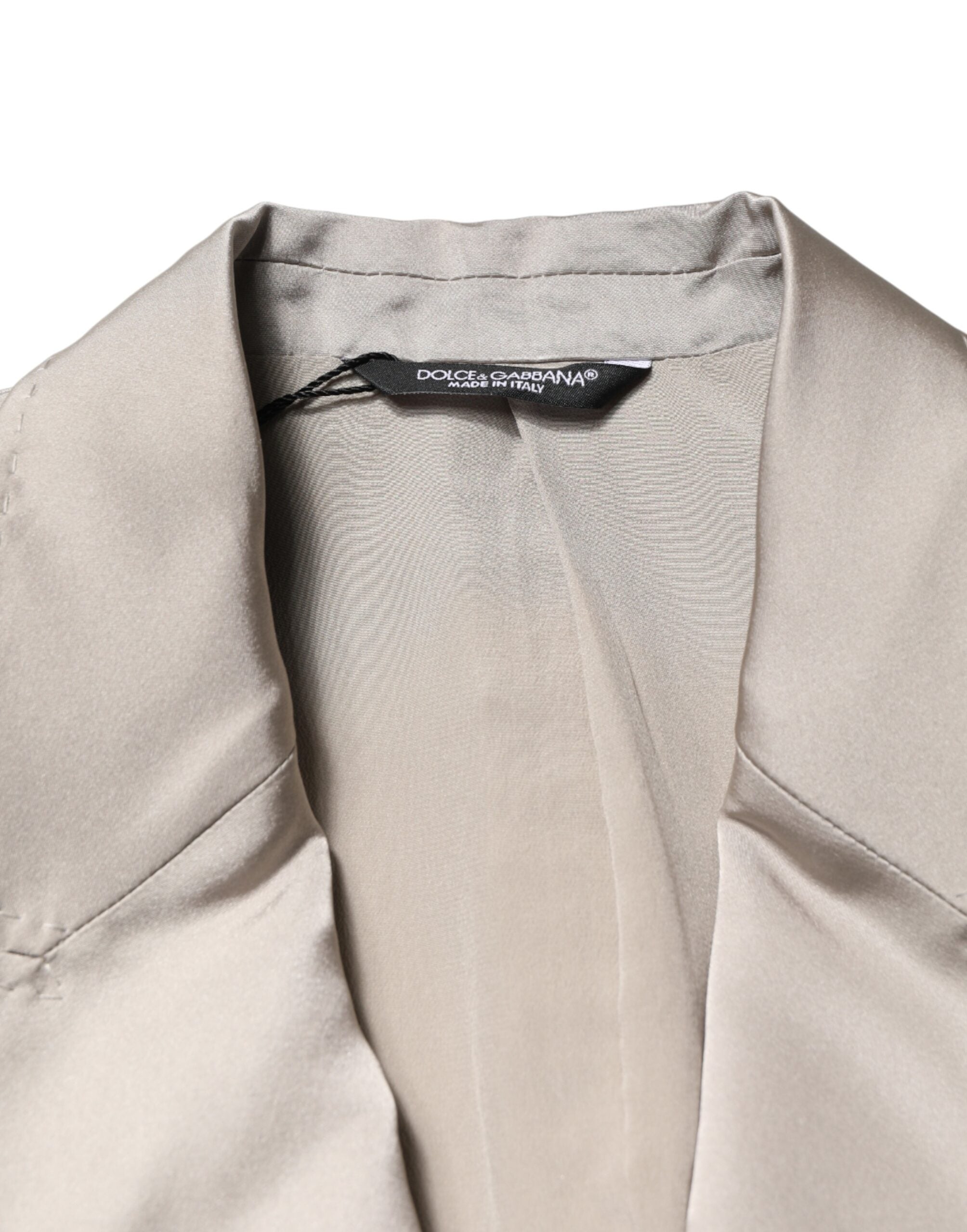 Dolce & Gabbana Men's Beige Silk Blazer-6