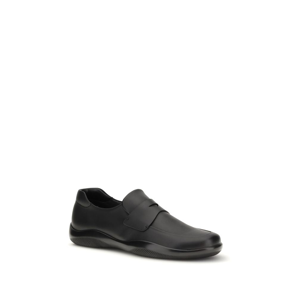Prada Schwarze "Bos Taurus" Kalbsleder Loafer zum Hineinschlüpfen-2