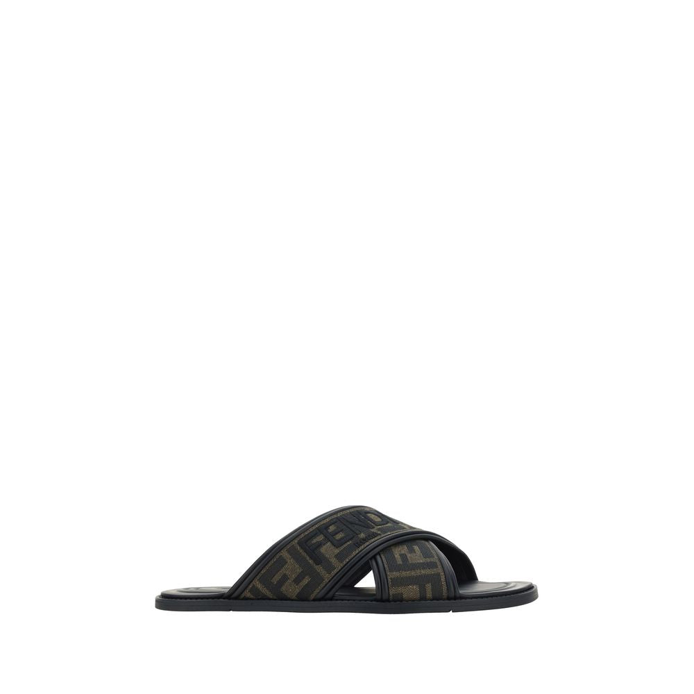 Fendi Black Bos Taurus Calfskin Sandals-1