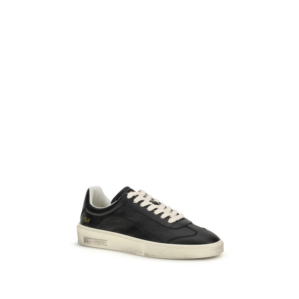 Dsquared² Schwarze Bos Taurus Kalbsleder Low-Top-Sneaker-2