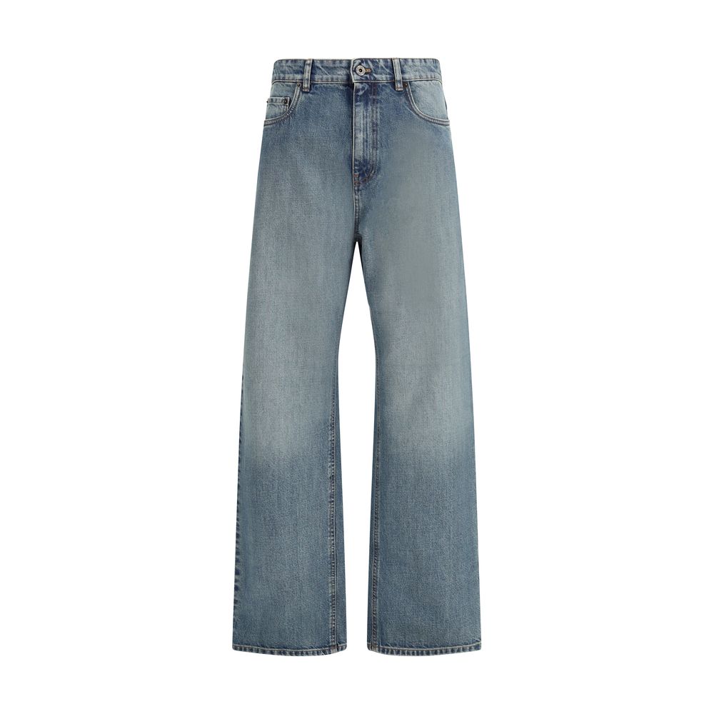 Miu Miu Blue Straight-Leg Cotton Jeans-1