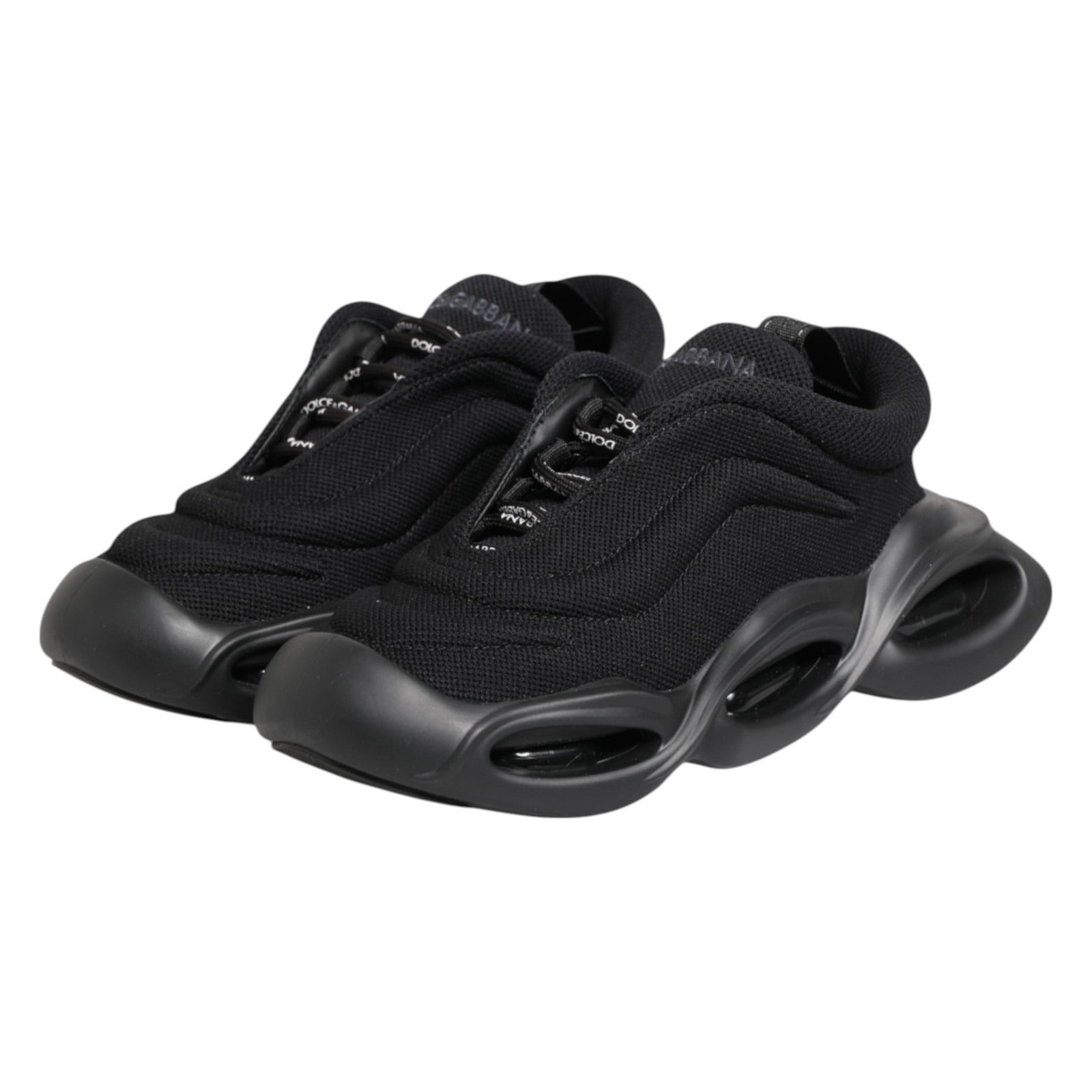 Dolce & Gabbana Black Slip-On Low-Top Wave Sneakers Shoes-4