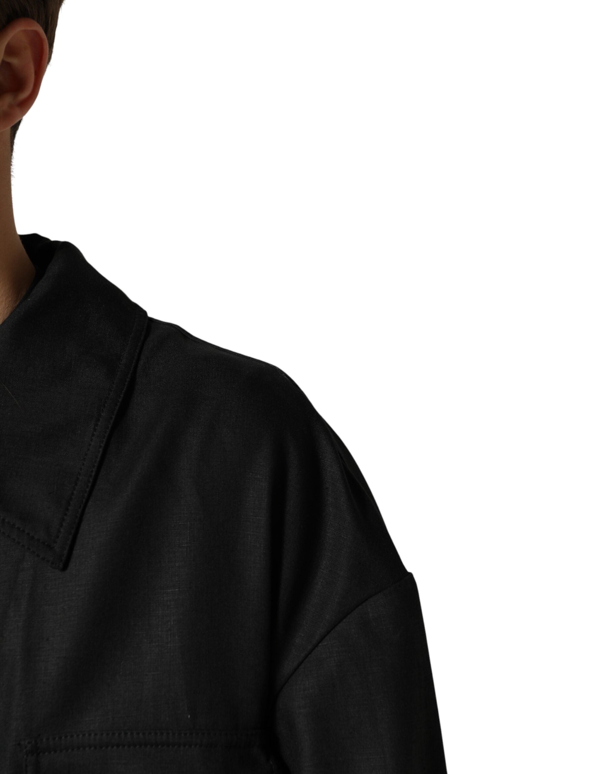Dolce & Gabbana Black Trench Coat with Pockets and Collar-5