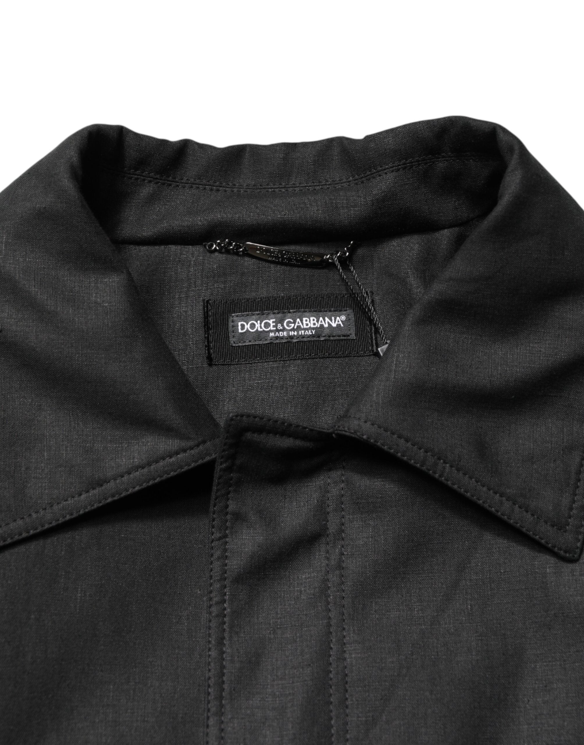 Dolce & Gabbana Black Trench Coat with Pockets and Collar-6