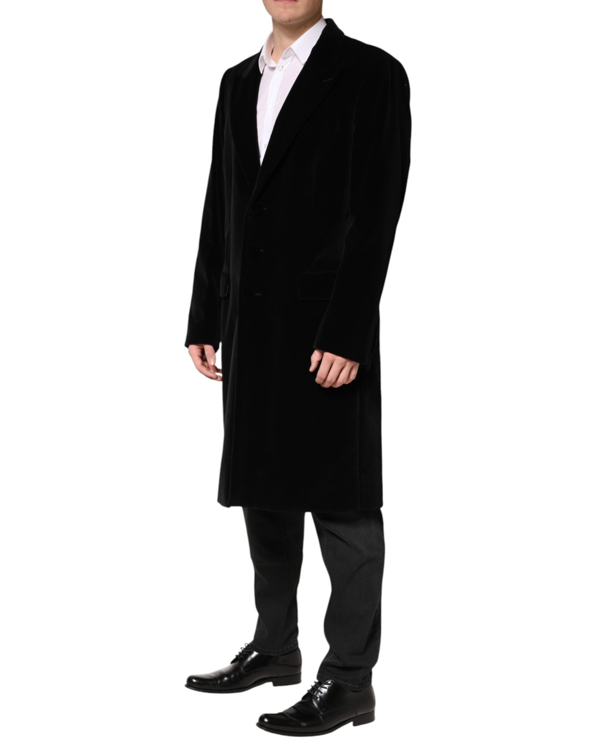 Dolce & Gabbana Black Cotton Velvet Trench Coat-3