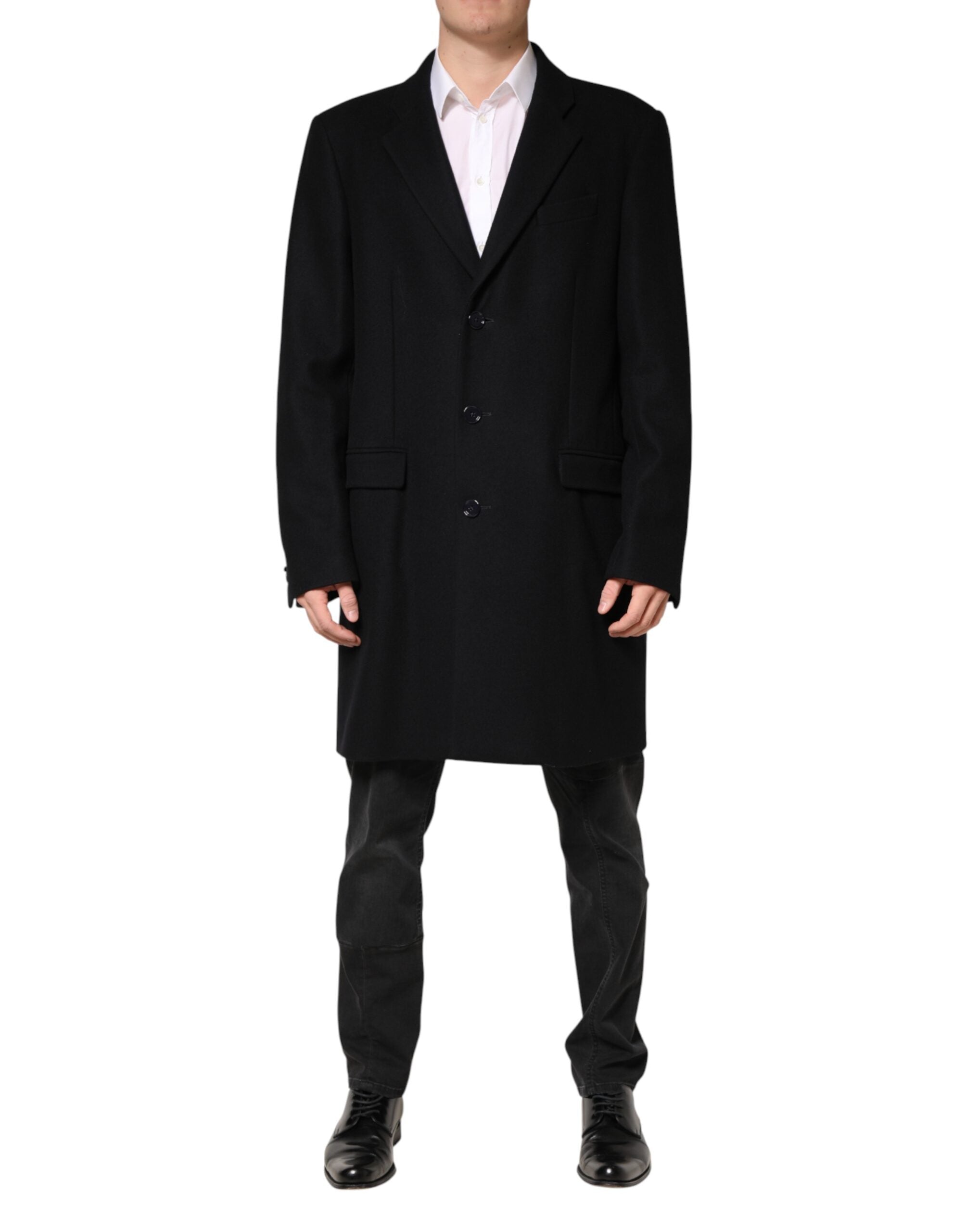 Dolce & Gabbana Black Wool Single-Breasted Coat-2