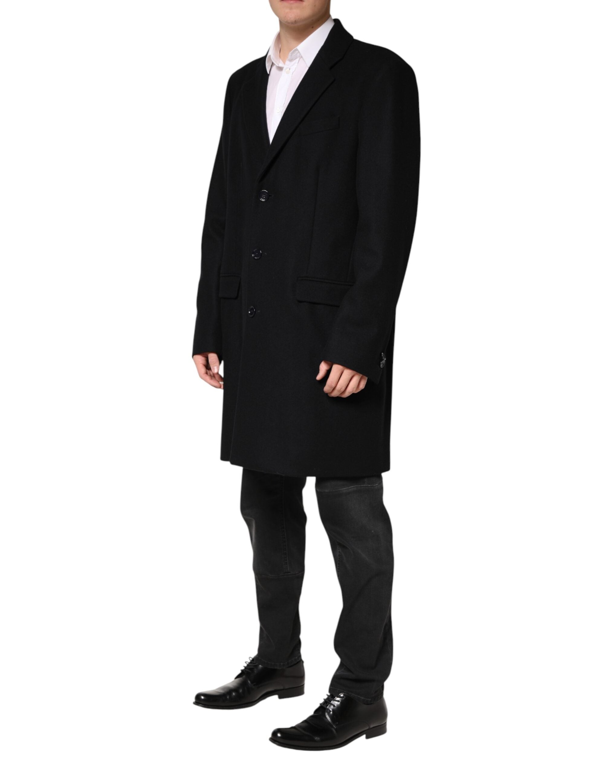 Dolce & Gabbana Black Wool Single-Breasted Coat-3