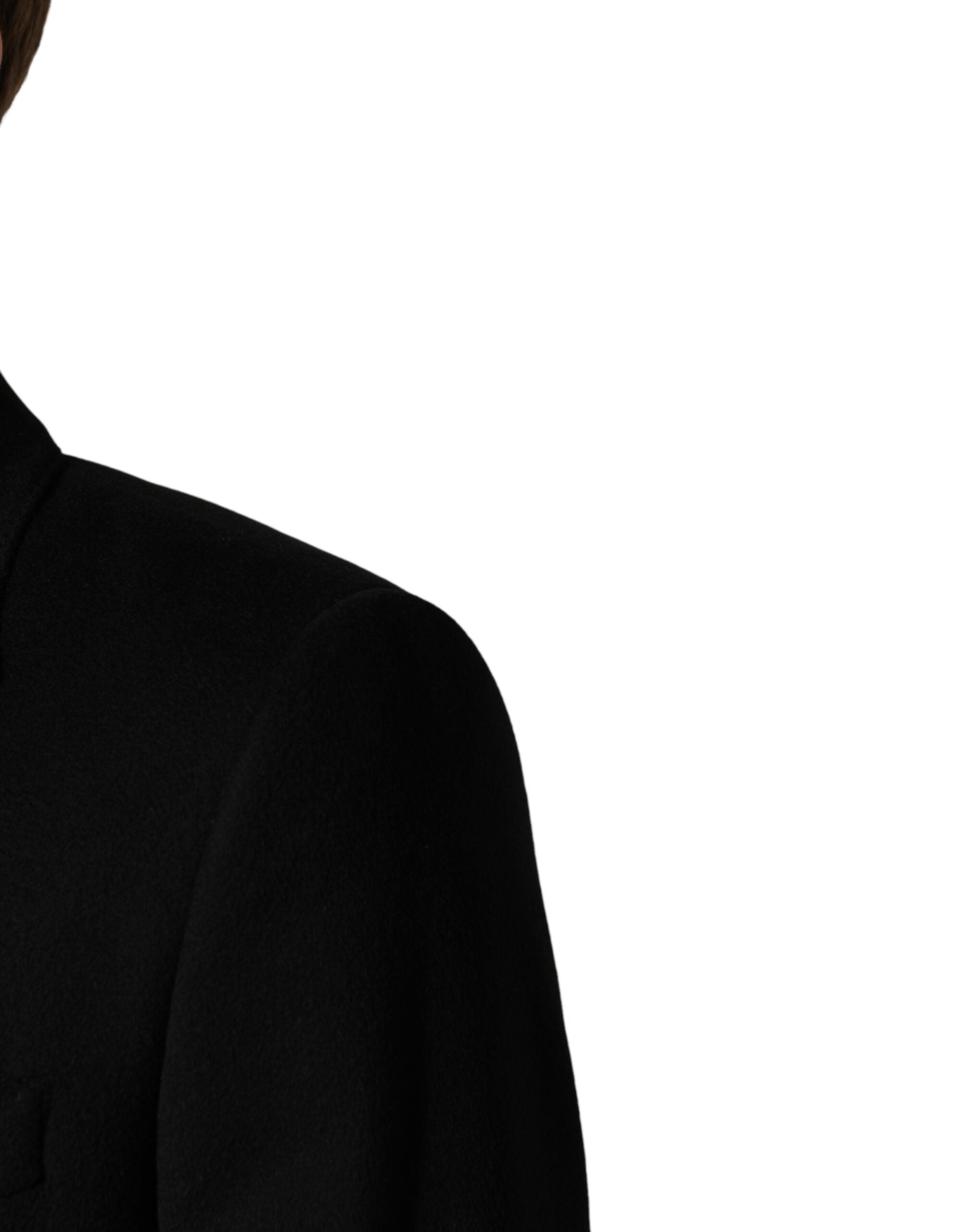 Dolce & Gabbana Black Double-Breasted Wool Trench Coat-5