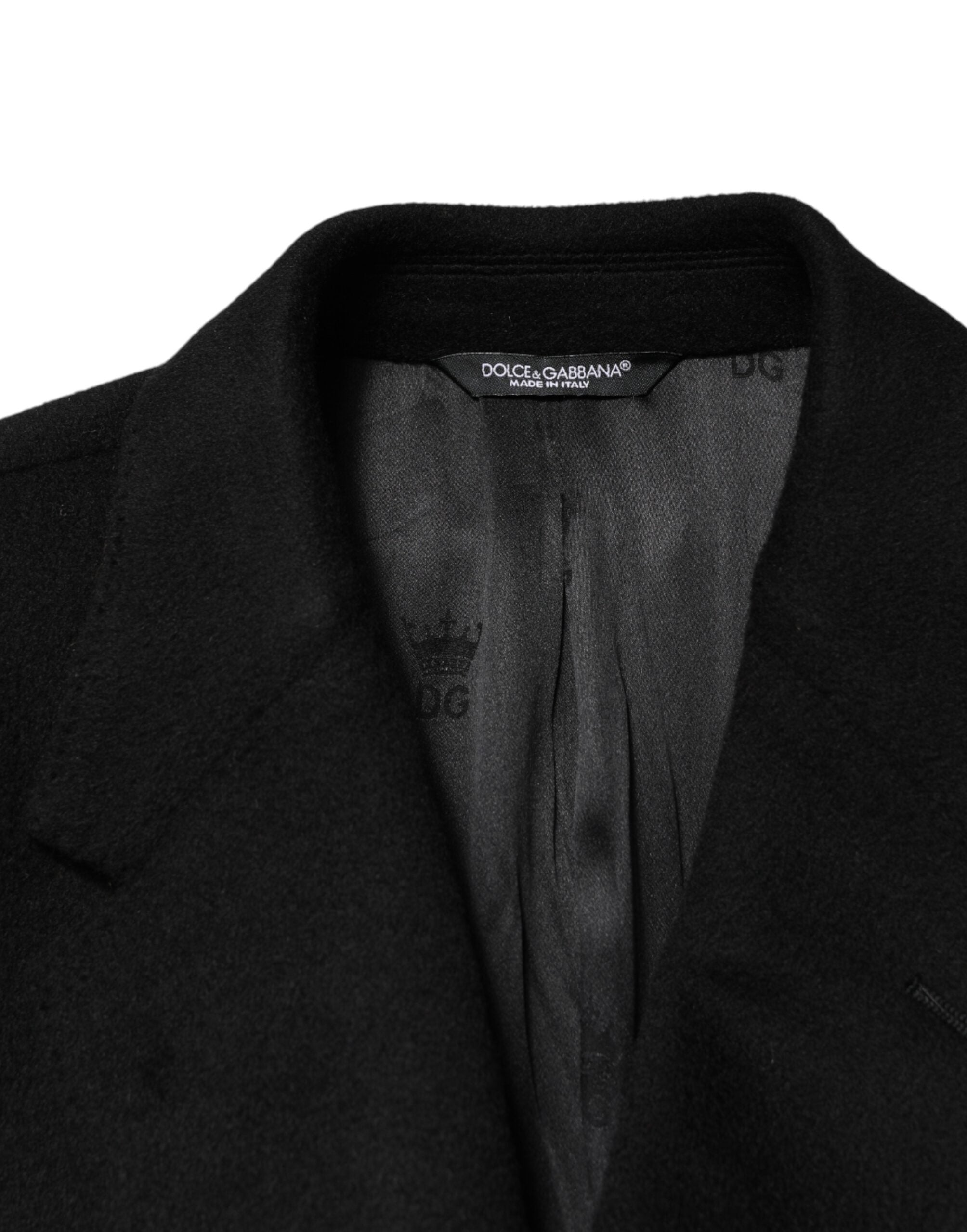Dolce & Gabbana Black Double-Breasted Wool Trench Coat-6