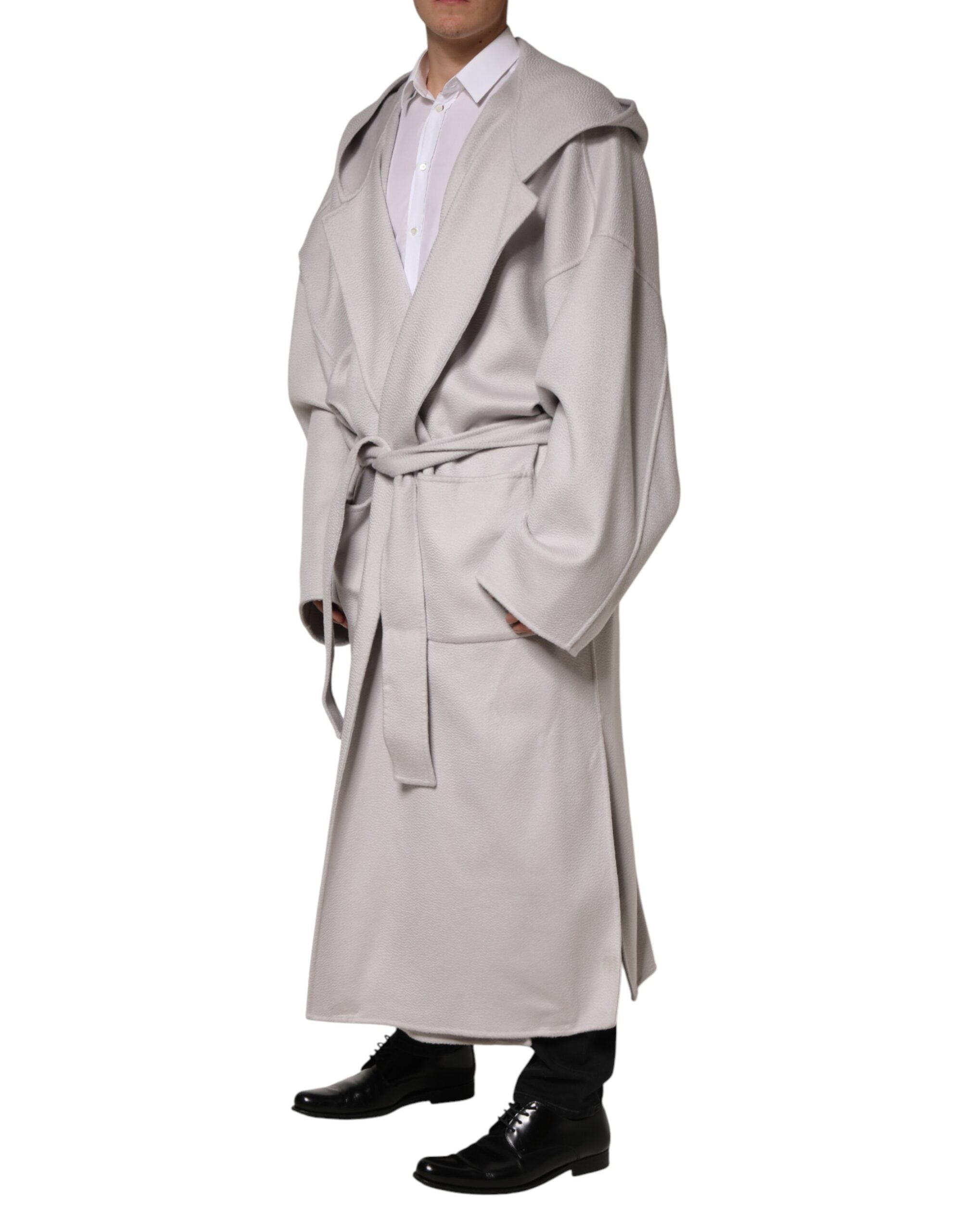 Dolce & Gabbana Off White Belted Long Trench Coat Men Jacket-3