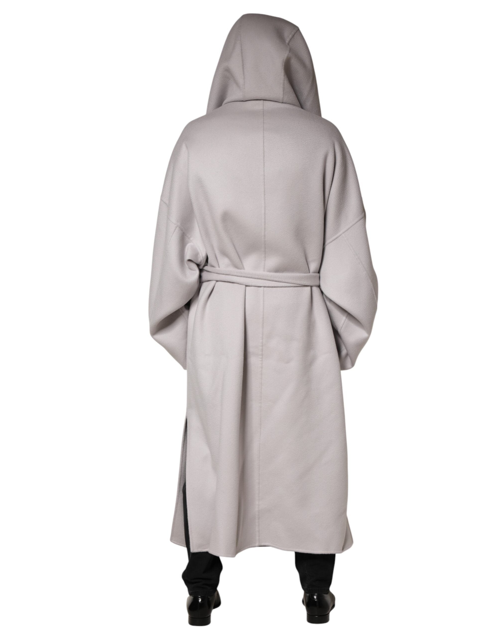 Dolce & Gabbana Off White Belted Long Trench Coat Men Jacket-4