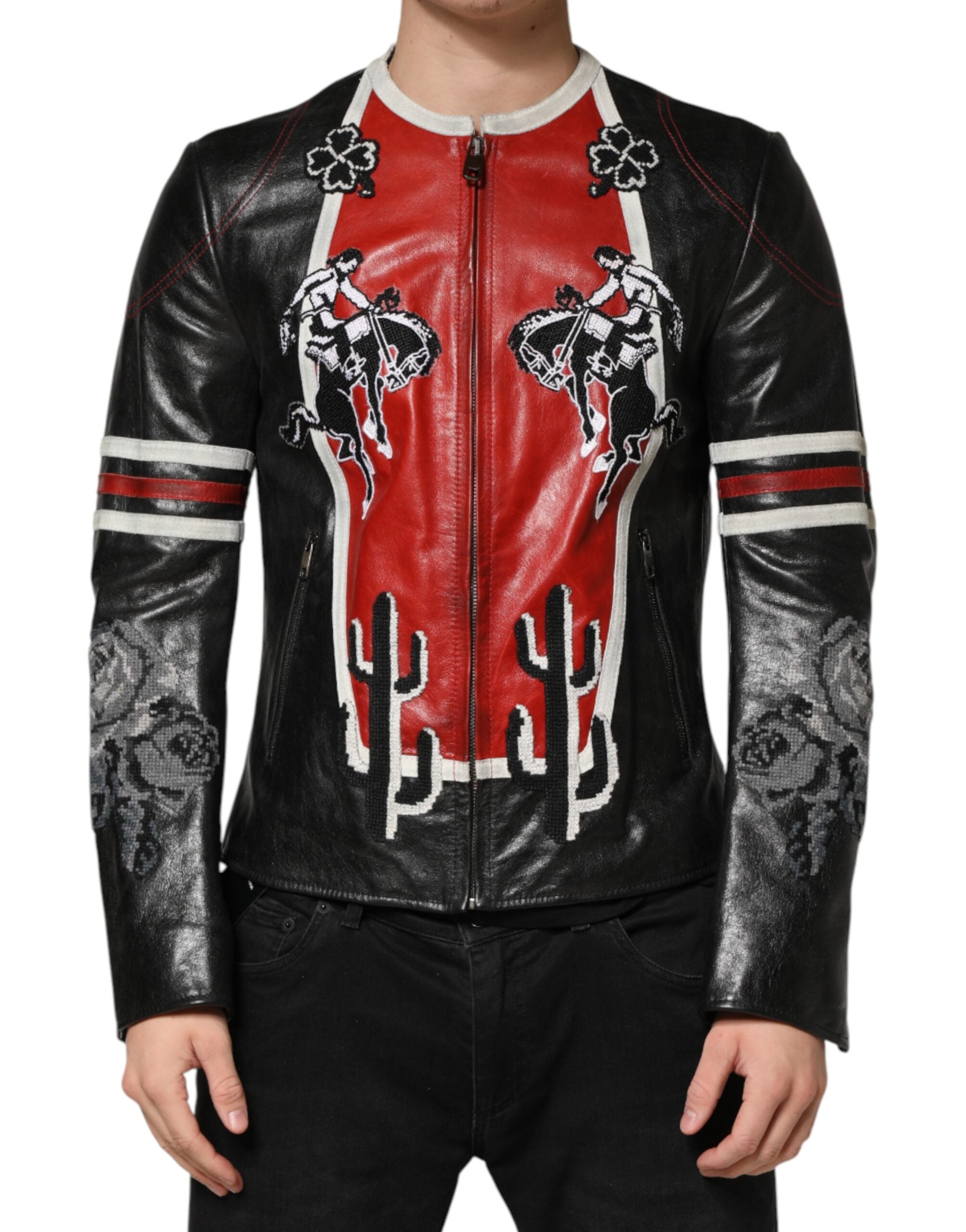 Dolce & Gabbana Multicolor Guns n' Roses Men's Full-Zip Biker Jacket-2