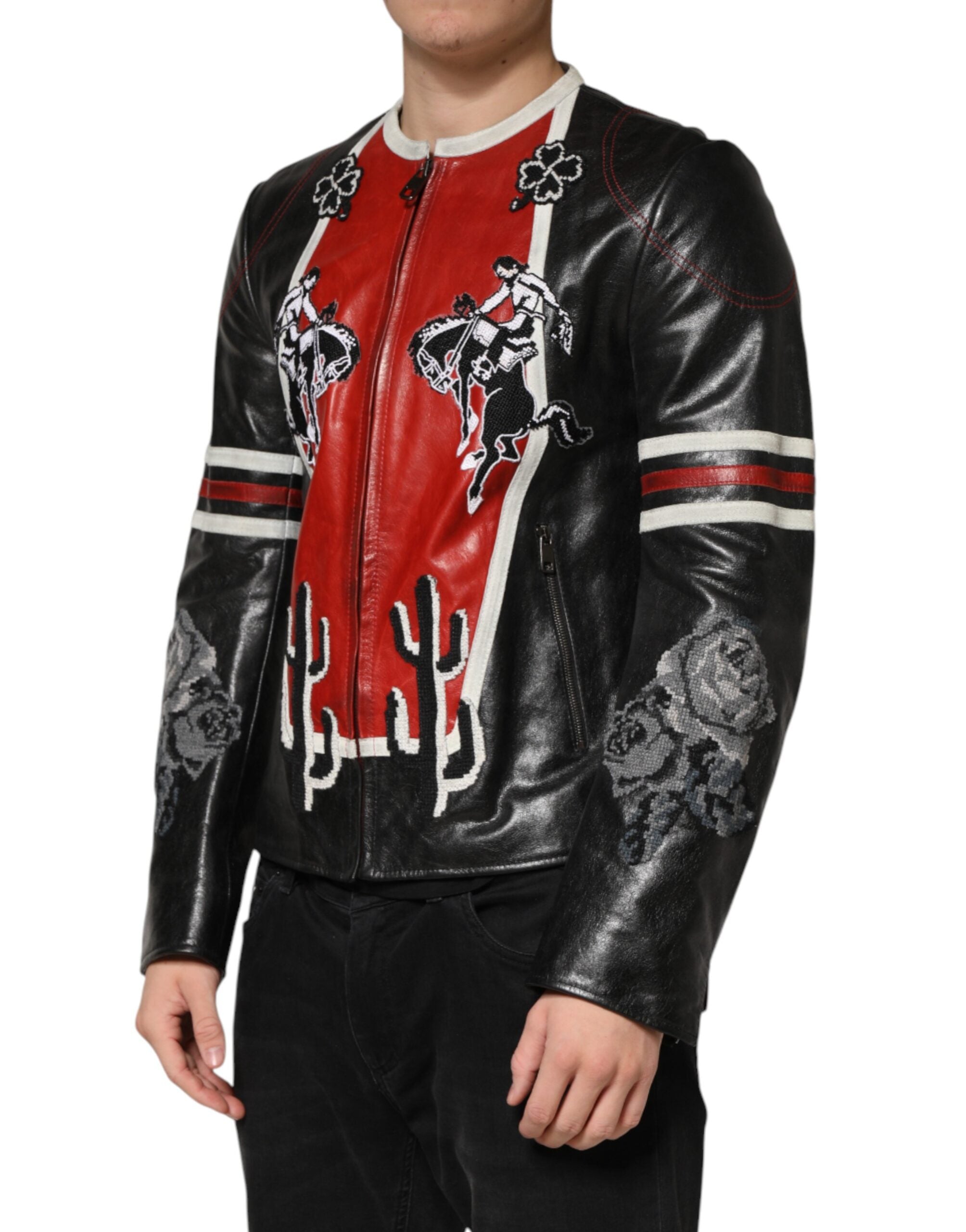 Dolce & Gabbana Multicolor Guns n' Roses Men's Full-Zip Biker Jacket-3