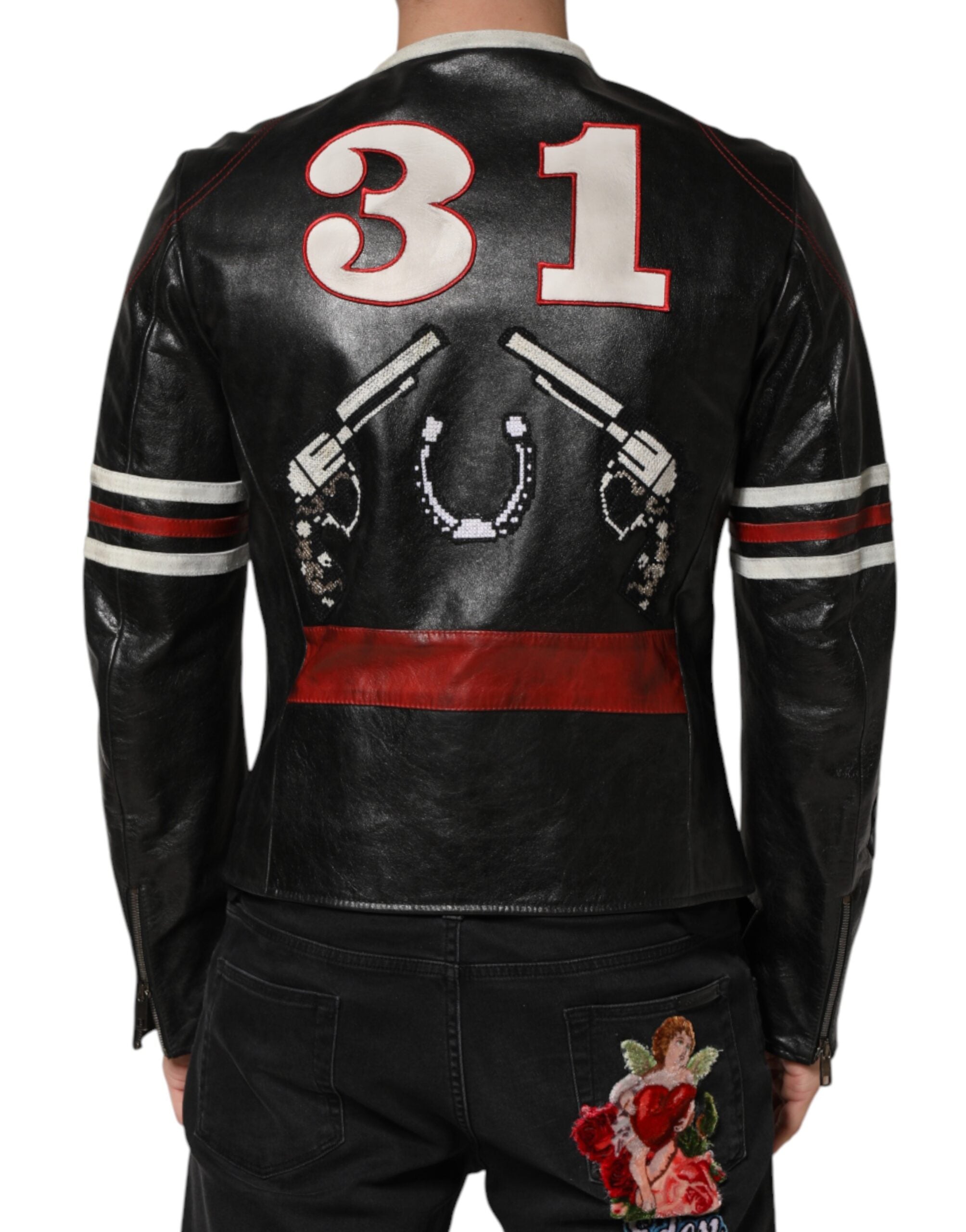 Dolce & Gabbana Multicolor Guns n' Roses Men's Full-Zip Biker Jacket-4