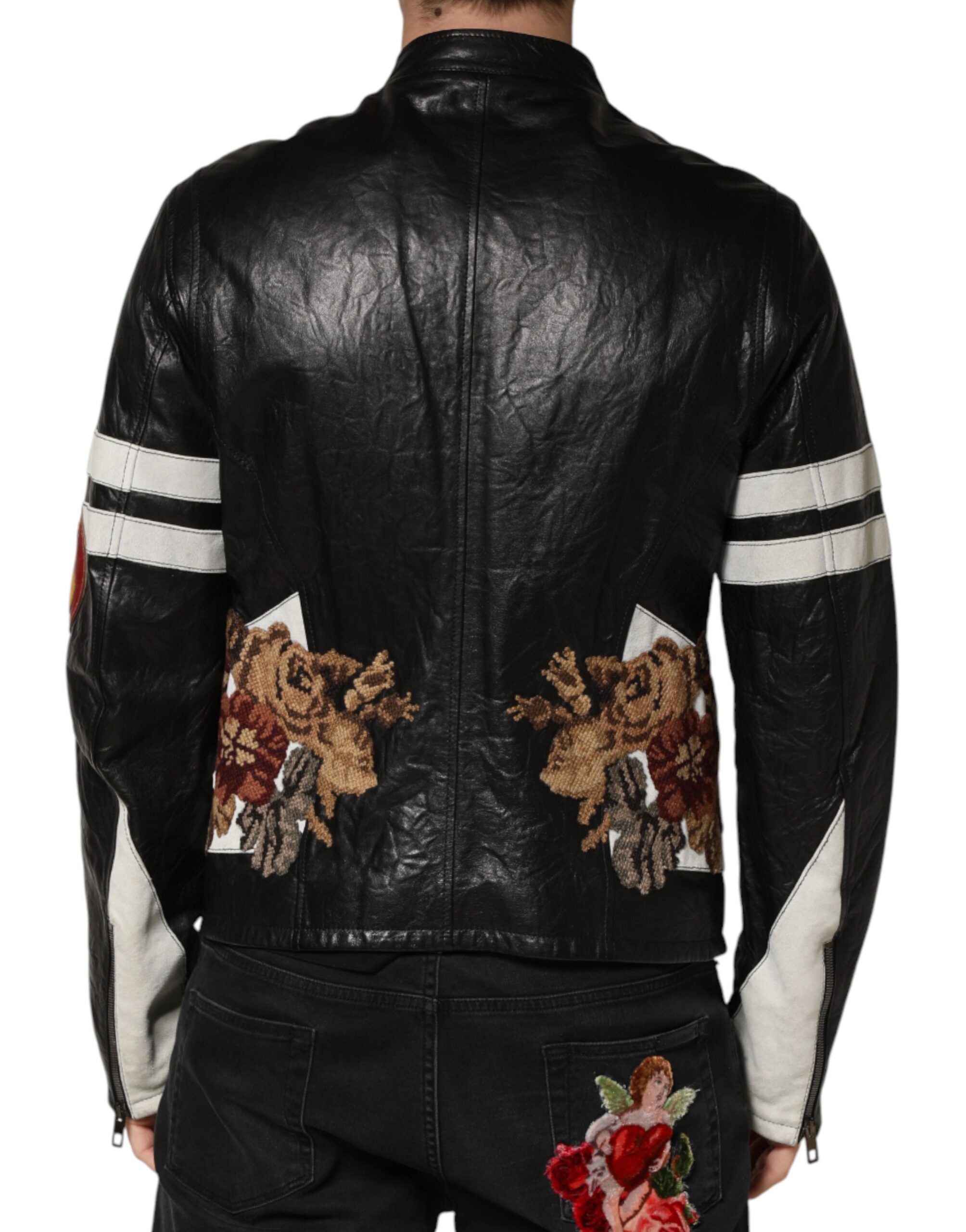 Dolce & Gabbana Black Guns n' Roses Full-Zip Men's Biker Jacket-4