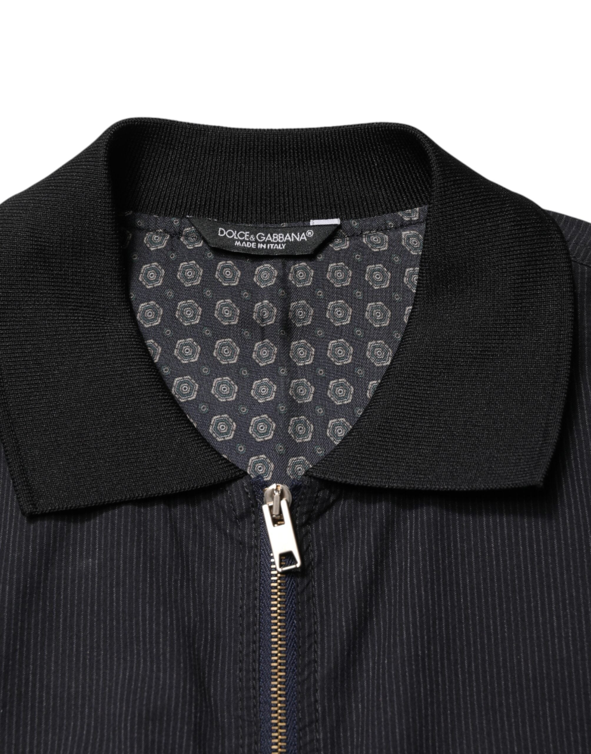 Dolce & Gabbana Men's Dark Blue Cotton Bomber Jacket with Full Zip-6