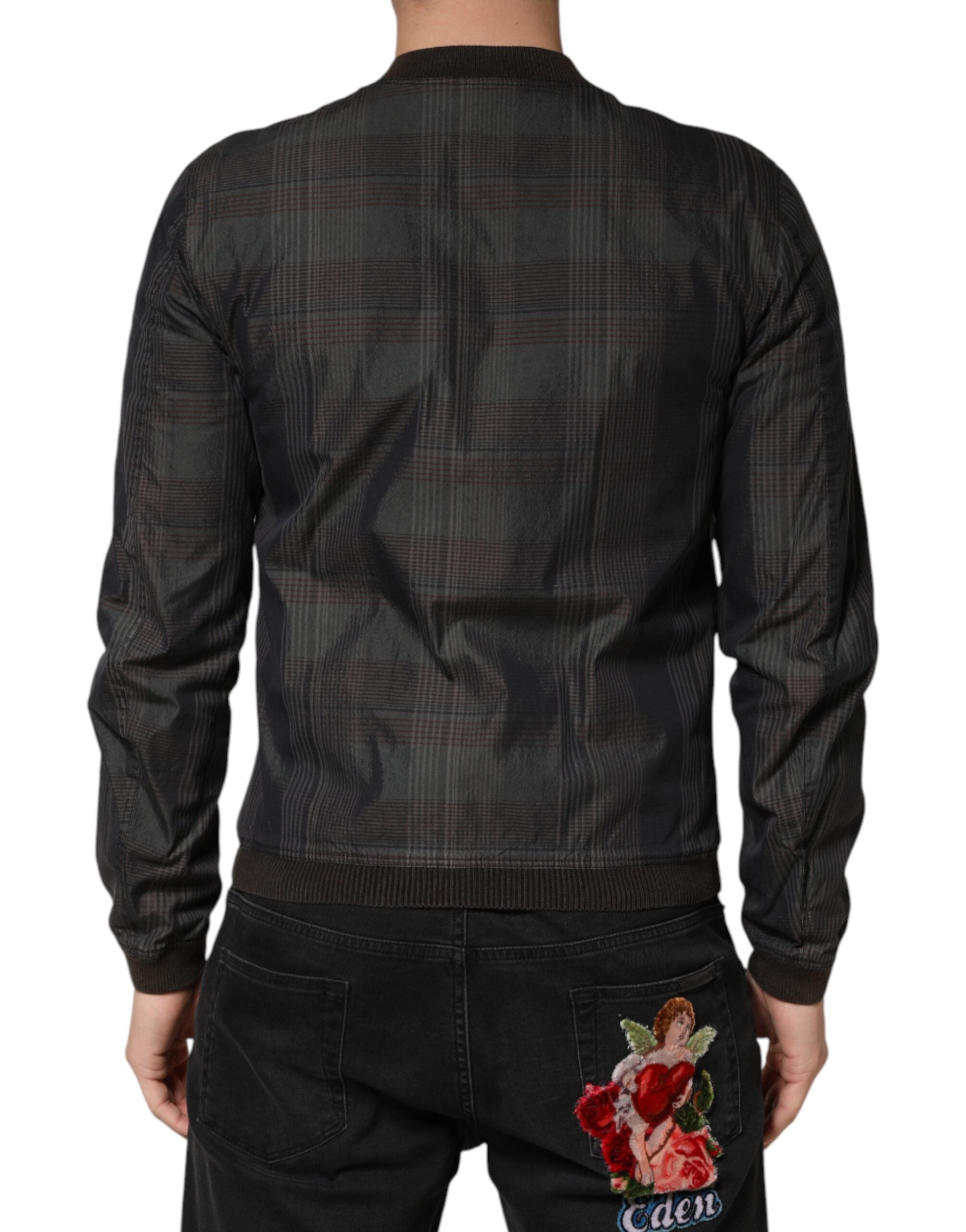 Dolce & Gabbana Black Cotton Bomber Jacket with Full Zip-4