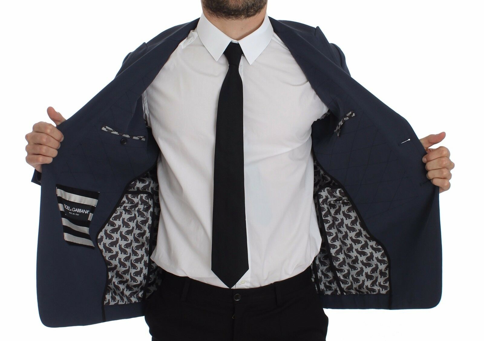 Dolce & Gabbana Blue Cotton Stretch Blazer-4