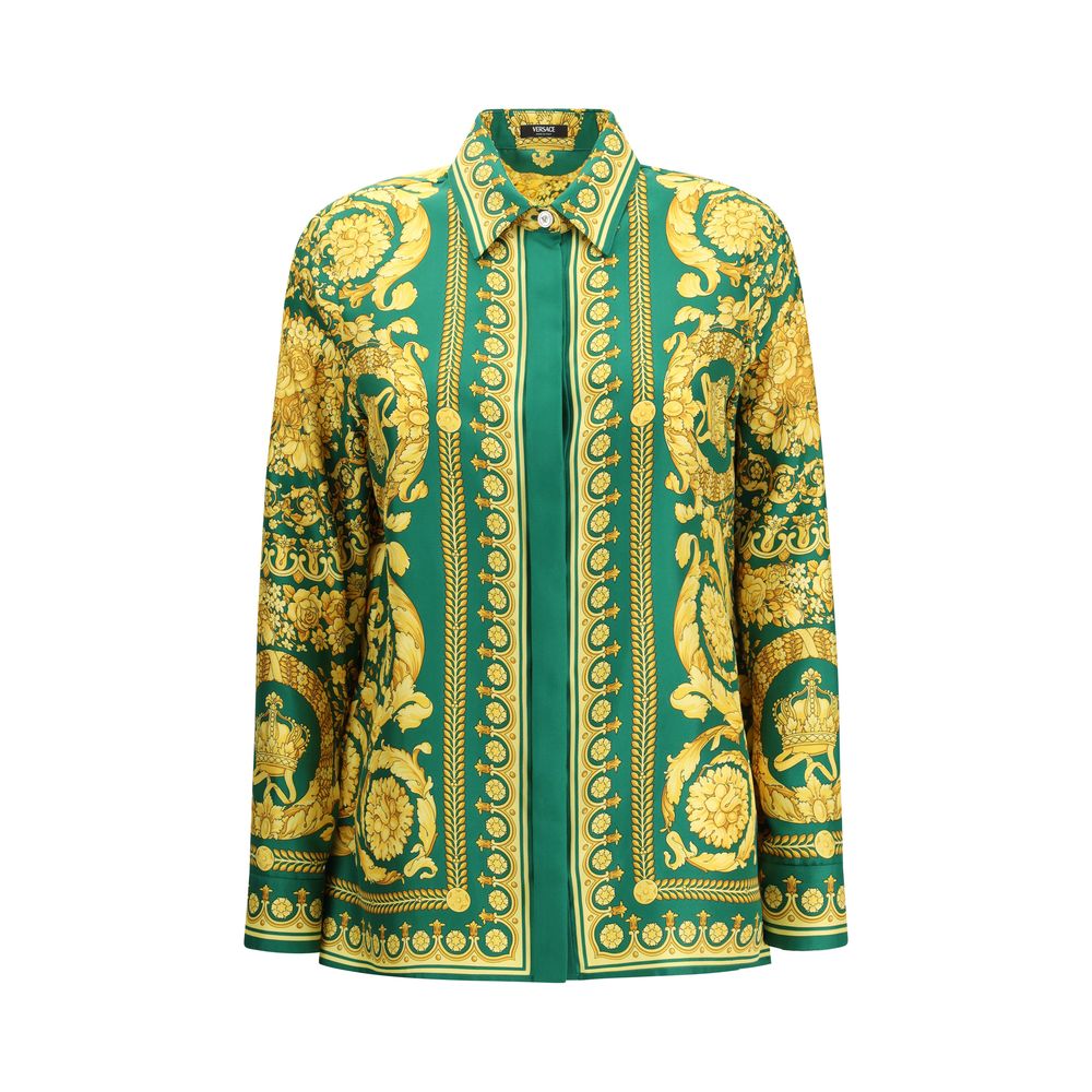 Versace Two-Tone Patterned Silk Shirt-1