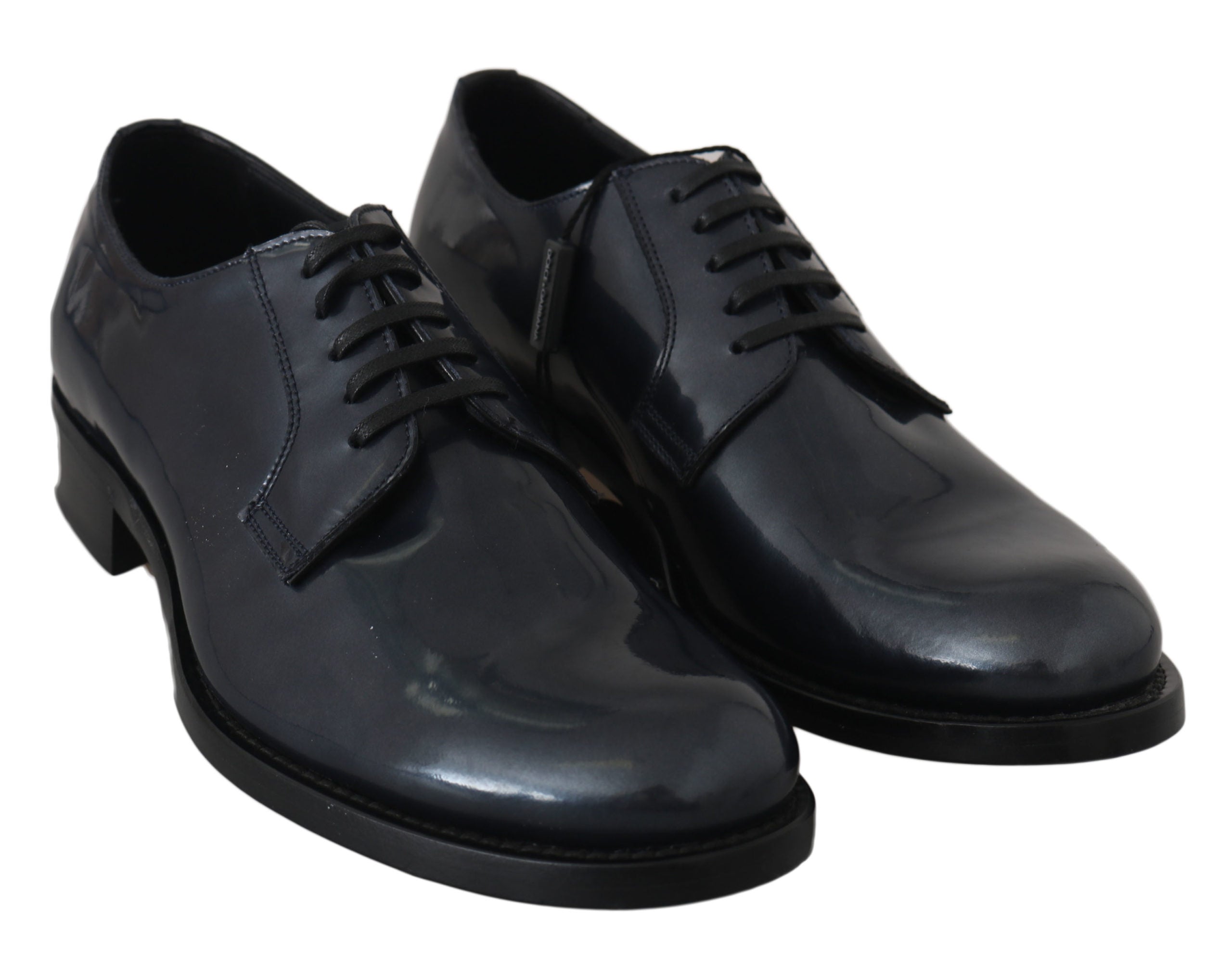 Dolce & Gabbana Blaue Leder Derby Kleid Formelle Schuhe-6