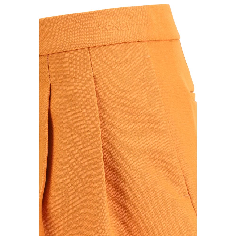Fendi Orange Fleece Wool Bermuda Shorts-3