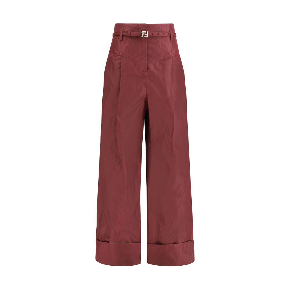 Fendi silk trousers in burgundy