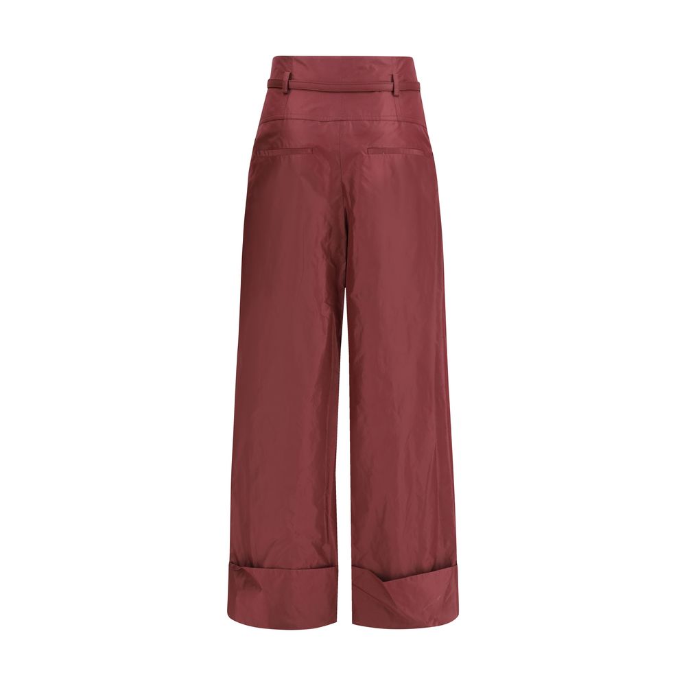 Fendi silk trousers in burgundy-2