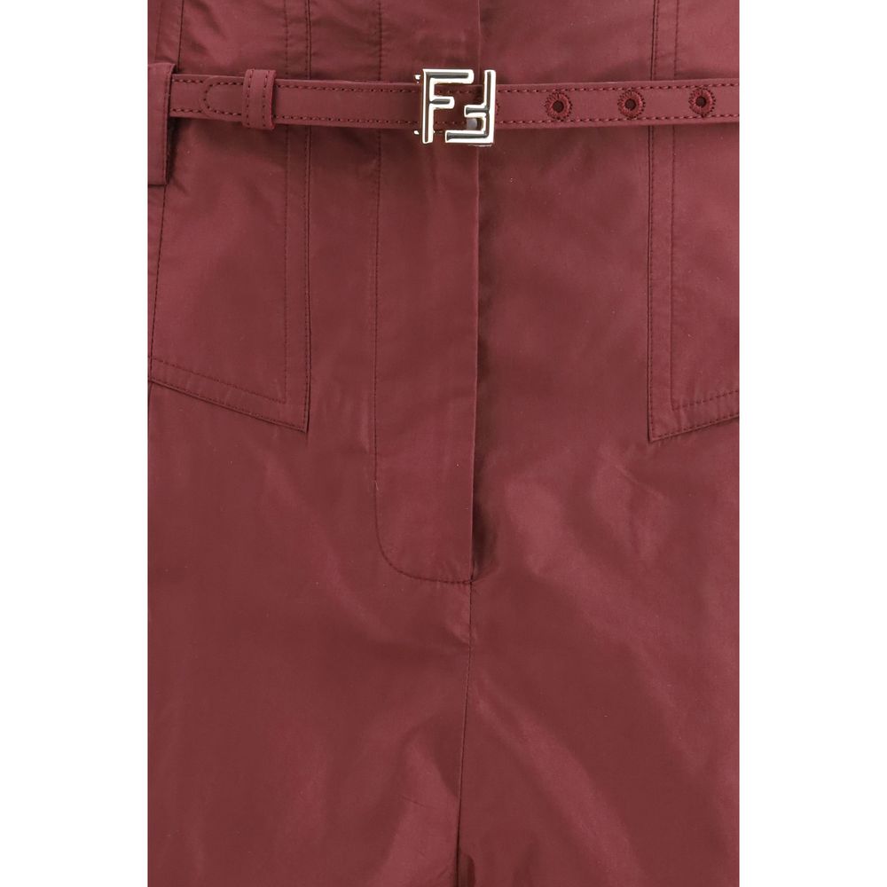 Fendi silk trousers in burgundy-3