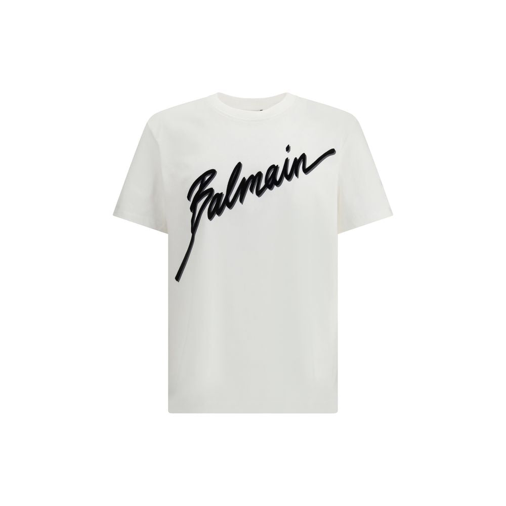 Balmain White Cotton T-Shirt-1
