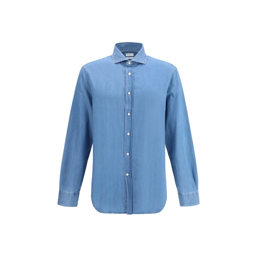 Brunello Cucinelli Blaues Denim-Hemd-1