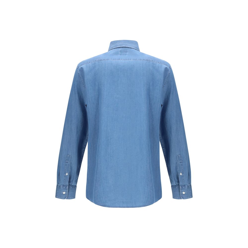 Brunello Cucinelli Blaues Denim-Hemd-2